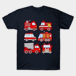 Kids Fire Truck Design Firefighter Fire Engines T-Shirt